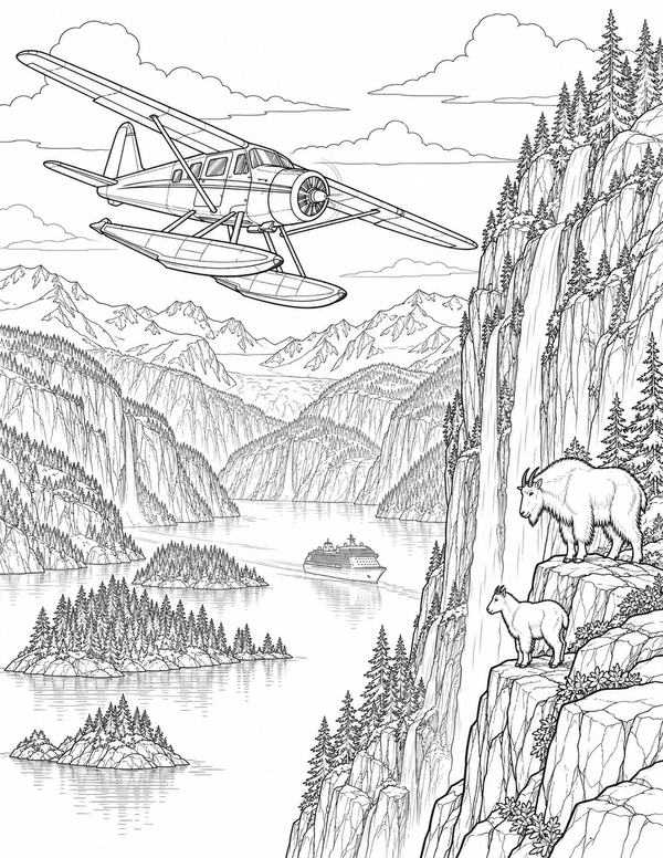 Misty Fjords floatplane coloring page preview