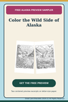 Wild Alaska sample coloring book preview showing two excerpt pages